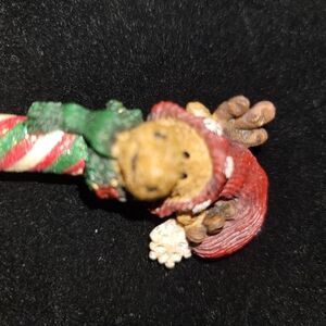 Vintage Boyds Bear Brooch/Pin Festive Moose Ornament with Candy Cane